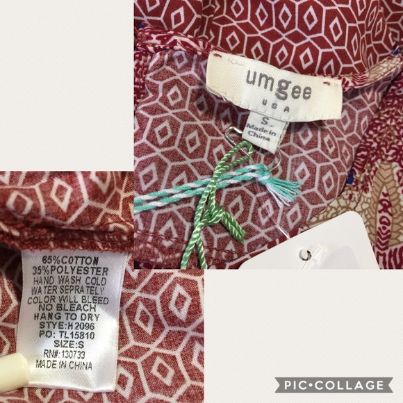 Umgee S Boho Hippie Tunic Dress Hi-Lo Hem NWT - Picture 8 of 8